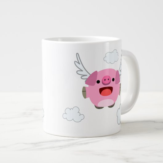 Niedlicher Cartoon Pig Jumbo-Tasse (Vorderseite Rechts)