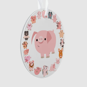 Niedlicher Cartoon Pig Mandala Akrylorische Orname Ornament