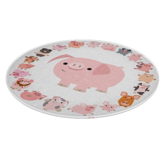 Niedlicher Cartoon Pig Mandala Cutting Board Schneidebrett (Ecke)