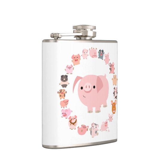 Niedlicher Cartoon Pig Mandala Hip Flask Flachmann (Rechts)