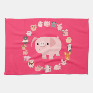 Niedlicher Cartoon Pig Mandala Küchentücher