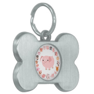 Niedlicher Cartoon Pig Mandala Pet Tag Tiermarke