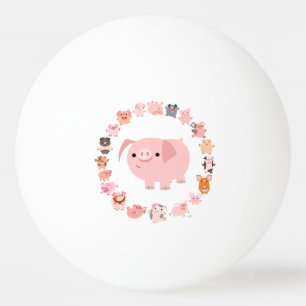 Niedlicher Cartoon Pig Mandala Ping Pong Ball Tischtennisball