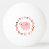 Niedlicher Cartoon Pig Mandala Ping Pong Ball Tischtennisball (Rückseite)