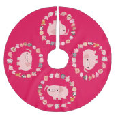Niedlicher Cartoon Pig Mandala Polyester Weihnachtsbaumdecke (Vorderseite)