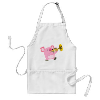 Niedlicher Cartoon Pig Playing Trumpet Schürze