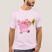 Niedlicher Cartoon Pig Playing Trumpet T - Shirt (Vorderseite)