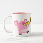 Niedlicher Cartoon Pig Playing Trumpet Tasse (Links)