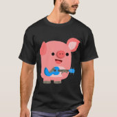 Niedlicher Cartoon Pig Playing Ukulele T - Shirt (Vorderseite)