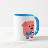 Niedlicher Cartoon Pig Playing Ukulele Tasse (VorderseiteRechts)