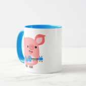 Niedlicher Cartoon Pig Playing Ukulele Tasse (Vorderseite Links)