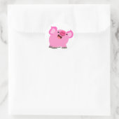 Niedlicher Cartoon Pig Runder Aufkleber (Tasche)