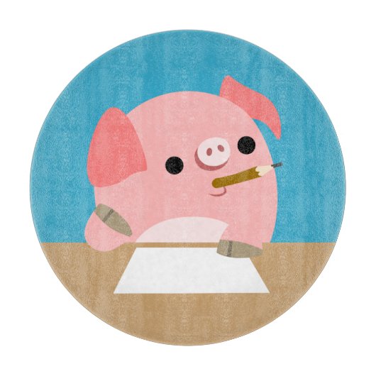 Niedlicher Cartoon Pig "Schriftblock" Schneidebret Schneidebrett (Vorderseite)