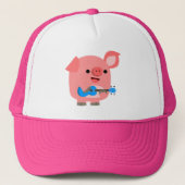 Niedlicher Cartoon Pig Ukulele Trucker Hat Truckerkappe (Vorderseite)