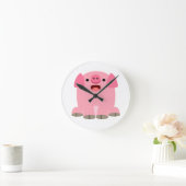 Niedlicher Cartoon Pig Wall Clock Runde Wanduhr (Zuhause)