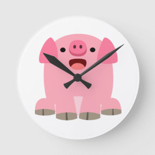 Niedlicher Cartoon Pig Wall Clock Runde Wanduhr