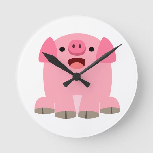 Niedlicher Cartoon Pig Wall Clock Runde Wanduhr (Vorderseite)