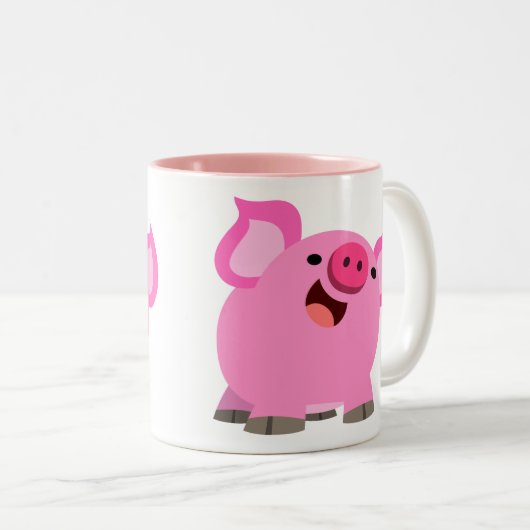 Niedlicher Cartoon Pig Zweifarbige Tasse (VorderseiteRechts)