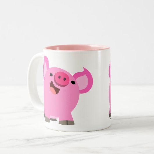 Niedlicher Cartoon Pig Zweifarbige Tasse (Vorderseite Links)