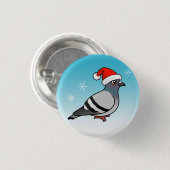 Niedlicher Cartoon Pigeon Santa Button (Vorne & Hinten)