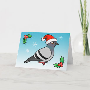 Niedlicher Cartoon Pigeon Santa Feiertagskarte