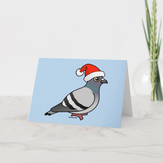 Niedlicher Cartoon Pigeon Santa Feiertagskarte (Vorderseite)