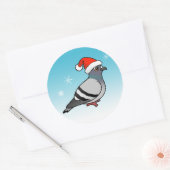 Niedlicher Cartoon Pigeon Santa Runder Aufkleber (Umschlag)