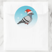 Niedlicher Cartoon Pigeon Santa Runder Aufkleber (Tasche)