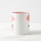 Niedlicher Cartoon Piggy mit Geschenk (pink) Zweifarbige Tasse (Mittel)