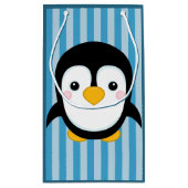 Niedlicher Cartoon Pinguin Design Blaue Streifen M Kleine Geschenktüte (Rückseite)