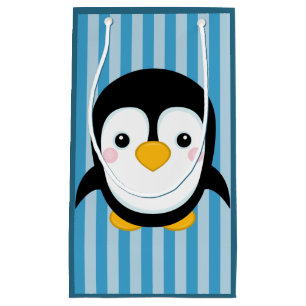 Niedlicher Cartoon Pinguin Design Blaue Streifen M Kleine Geschenktüte