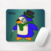 Niedlicher Cartoon Pinguin dunkelsmaragdfarben aqu Mousepad (Mit Mouse)