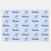Niedlicher Cartoon Pinguin Frohe Weihnachten Geschenkpapier Set (Vorderseite 2)