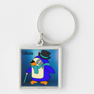 Niedlicher Cartoon Pinguin frostig eisblau Schlüsselanhänger