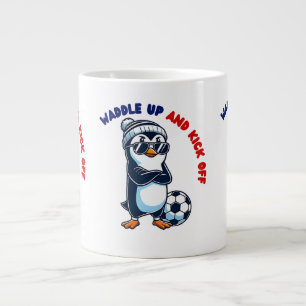 Niedlicher Cartoon Pinguin-Fußballspieler cool Jumbo-Tasse