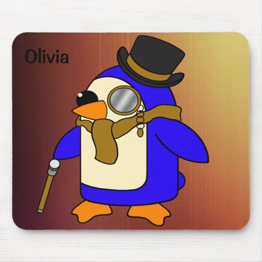 Niedlicher Cartoon Pinguin gegerbt Leder braun Mousepad (Vorne)