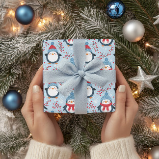 Niedlicher Cartoon Pinguin-Gesichtspattern Geschenkpapier