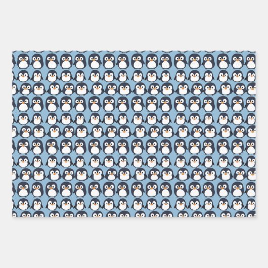 Niedlicher Cartoon Pinguin-Gesichtspattern Geschenkpapier Set (Vorderseite 3)
