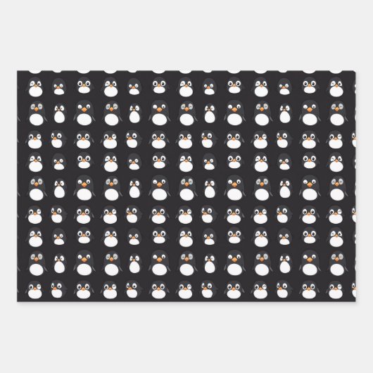 Niedlicher Cartoon Pinguin-Gesichtspattern Geschenkpapier Set (Vorderseite 2)