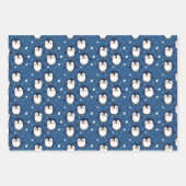 Niedlicher Cartoon Pinguin-Gesichtspattern Geschenkpapier Set (Vorderseite)