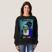 Niedlicher Cartoon Pinguin hellgrün Sweatshirt (Vorne ganz)