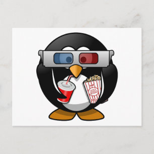 Niedlicher Cartoon Pinguin im Kino Postkarte
