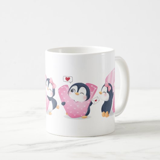 Niedlicher Cartoon Pinguin Kaffee Tasse (VorderseiteRechts)