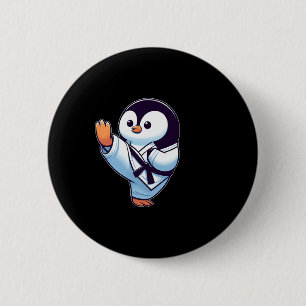 Niedlicher Cartoon Pinguin Karate Martial Arts Button