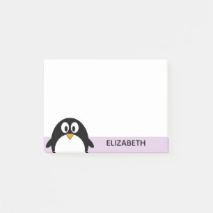 niedlicher Cartoon Pinguin-Lavendel und schwarz Post-it Klebezettel