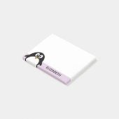 niedlicher Cartoon Pinguin-Lavendel und schwarz Post-it Klebezettel (angewinkelt)