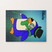 Niedlicher Cartoon Pinguin leicht aquamariner Smar Puzzle (Horizontal)