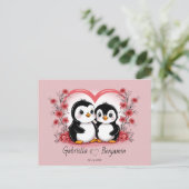 Niedlicher Cartoon Pinguin Liebhaber Herzlich Will Postkarte (Stehend Vorderseite)