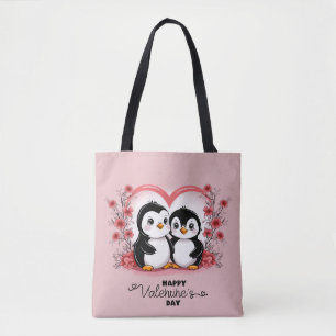Niedlicher Cartoon Pinguin Liebhaber Herzlich Will Tasche