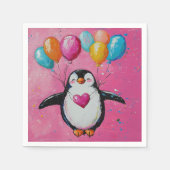 niedlicher Cartoon Pinguin mit Ballons Serviette (Vorderseite)